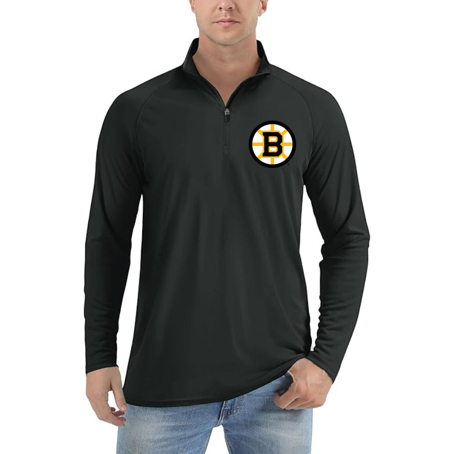 Boston Bruins quarter-zip athletic shirt in Black