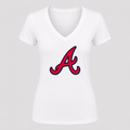 Women's Atlanta Braves V Neck T-Shirt in white
