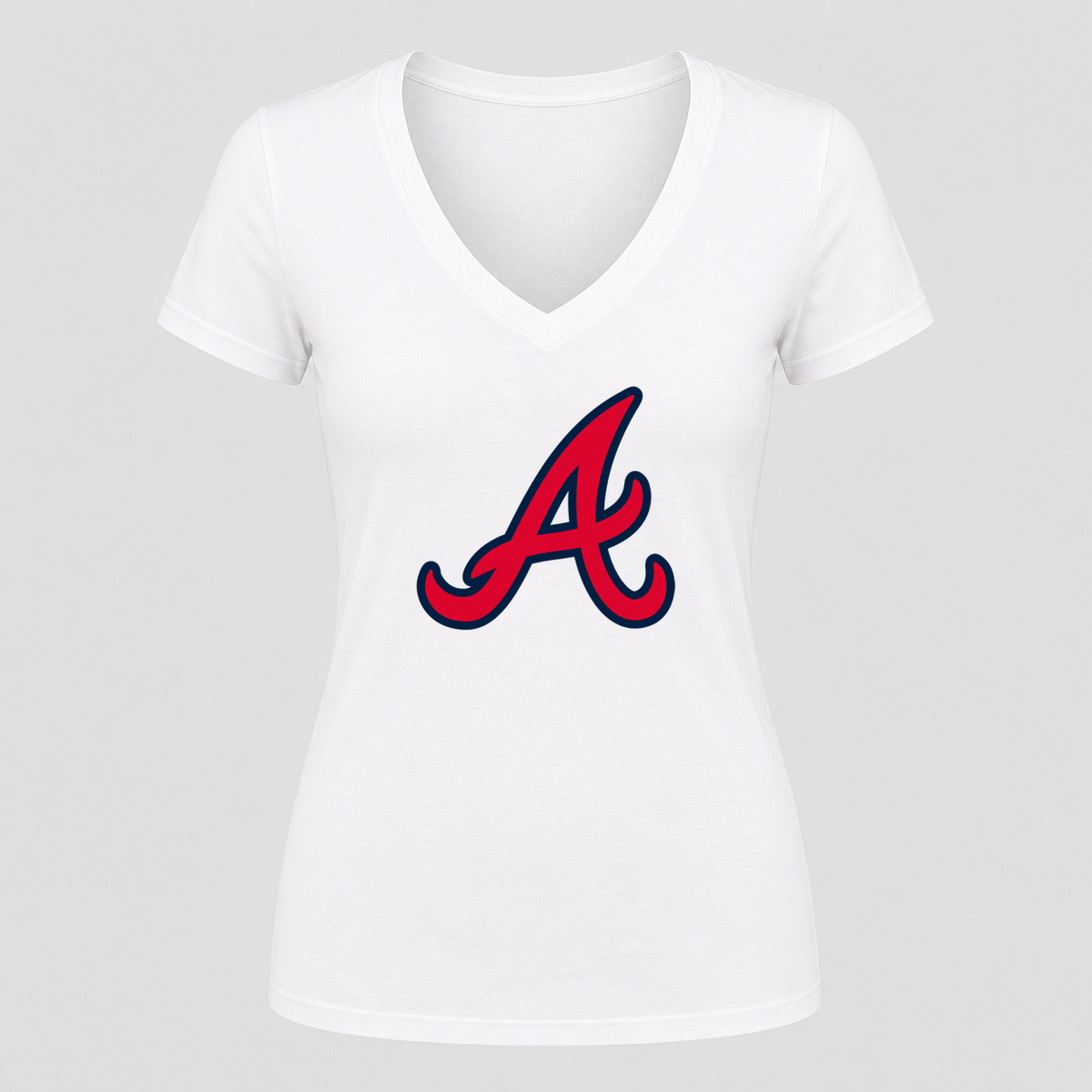 Women's Atlanta Braves V Neck T-Shirt in white
