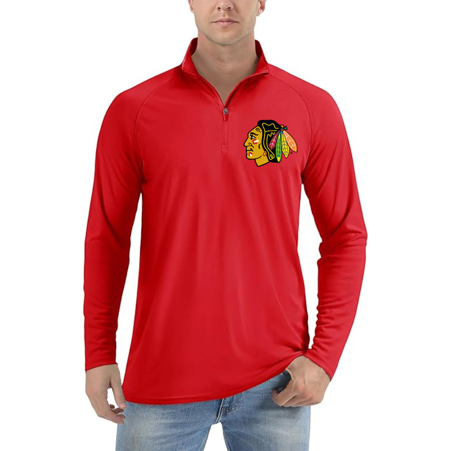 Chicago Blackhawks quarter-zip athletic shirt in Red