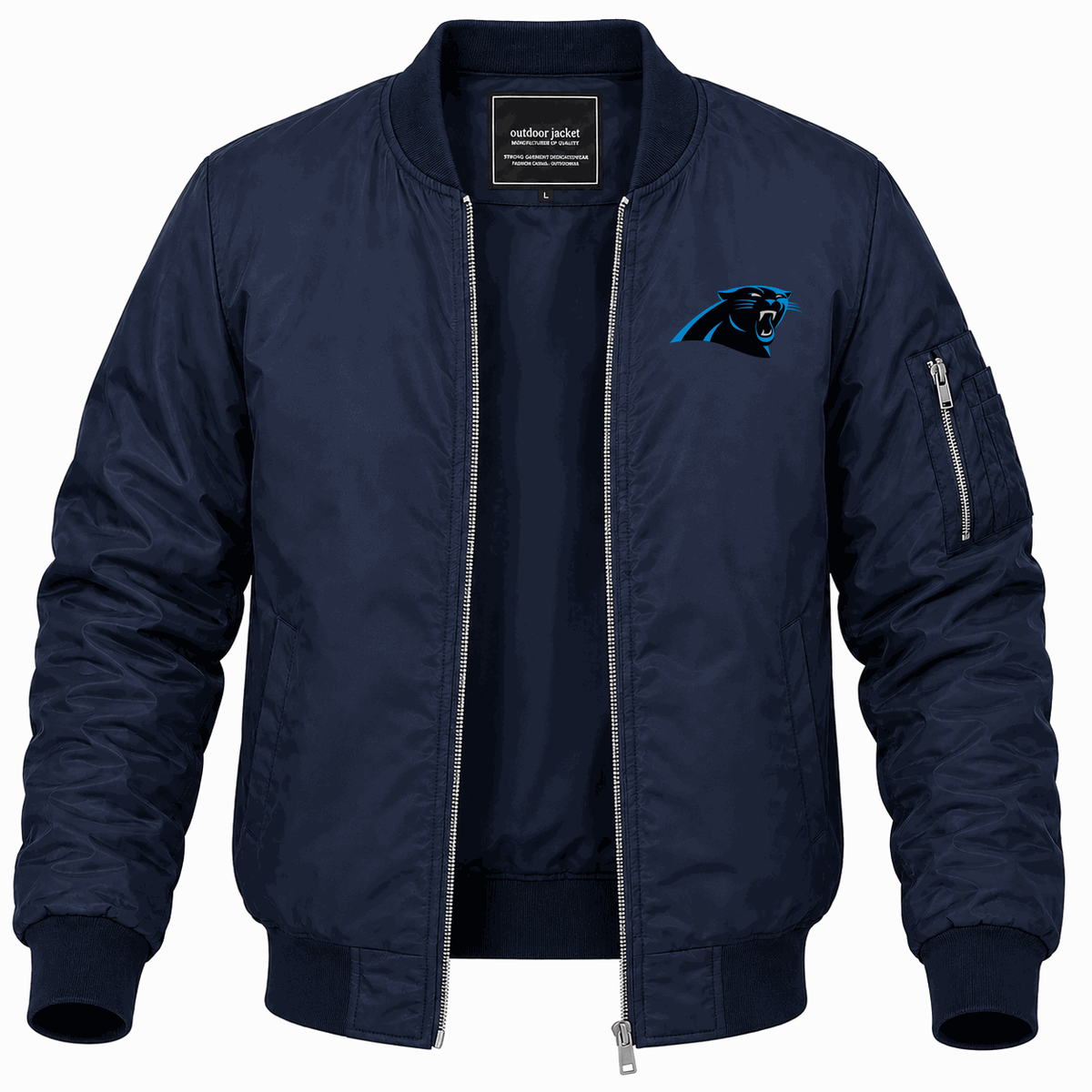 Men's Carolina Panthers Lightweight Bomber Jacket - Navy