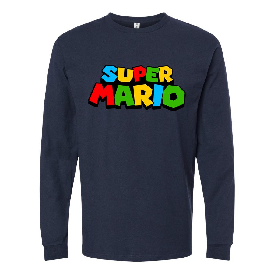 Men's Super Mario Long sleeves Cotton Blend T-Shirt - Navy
