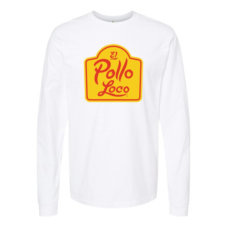 Men's Logo-El-Pollo-Loco Long sleeves Cotton Blend T-Shirt - White