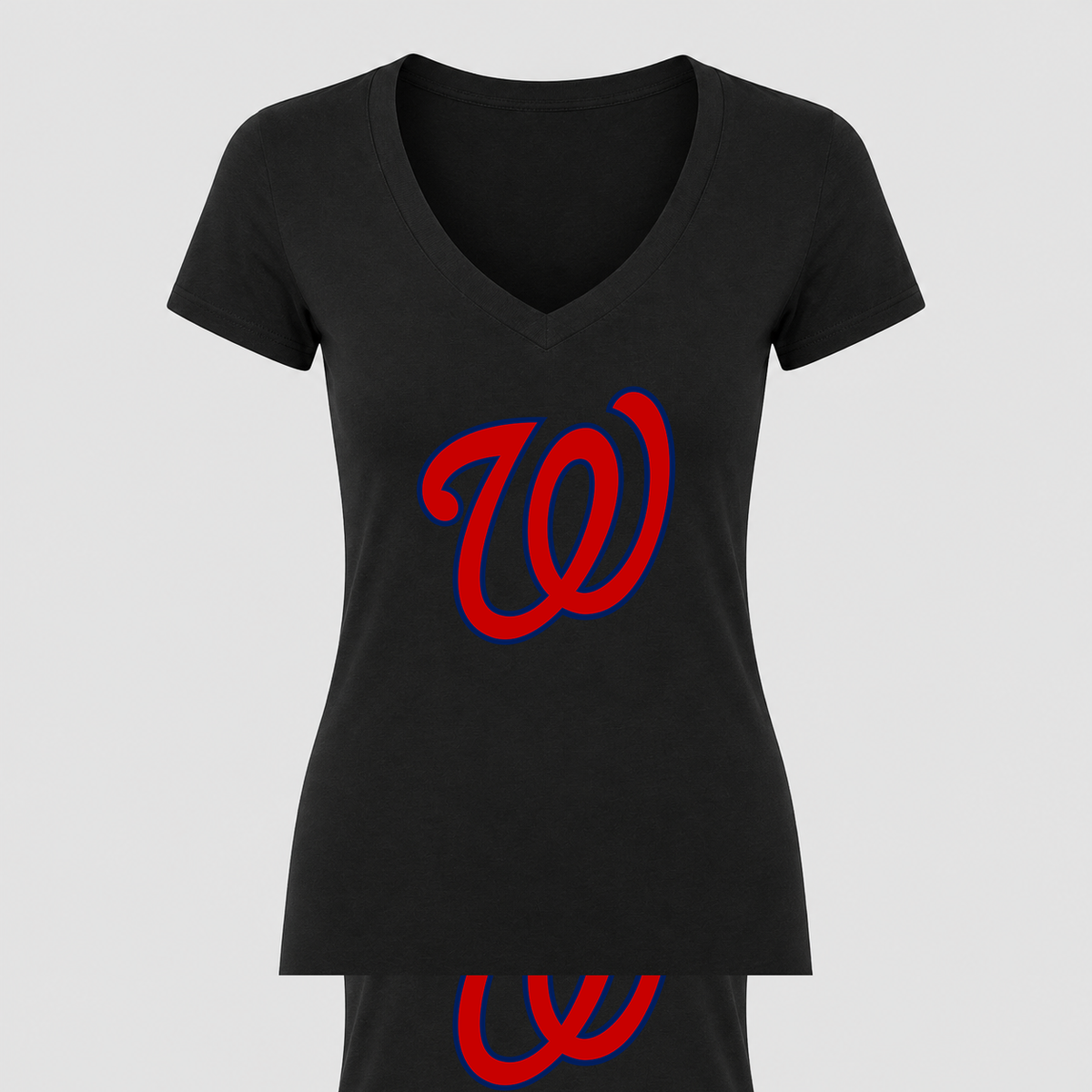 Women's Washington Nationals V Neck T-Shirt in black