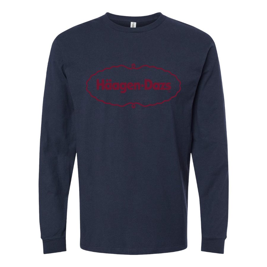 Men's Haagen-Datz-Logo-food-1536x864 Long sleeves Cotton Blend T-Shirt - Navy