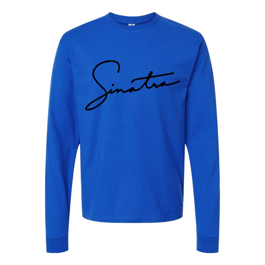 Men's Frank-Sinatra-Logo Long sleeves Cotton Blend T-Shirt - Blue