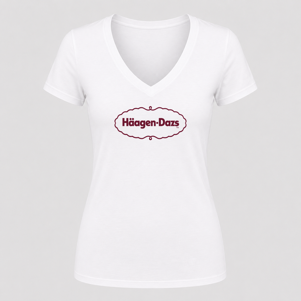 Women's Häagen-Dazs V Neck T-Shirt in white