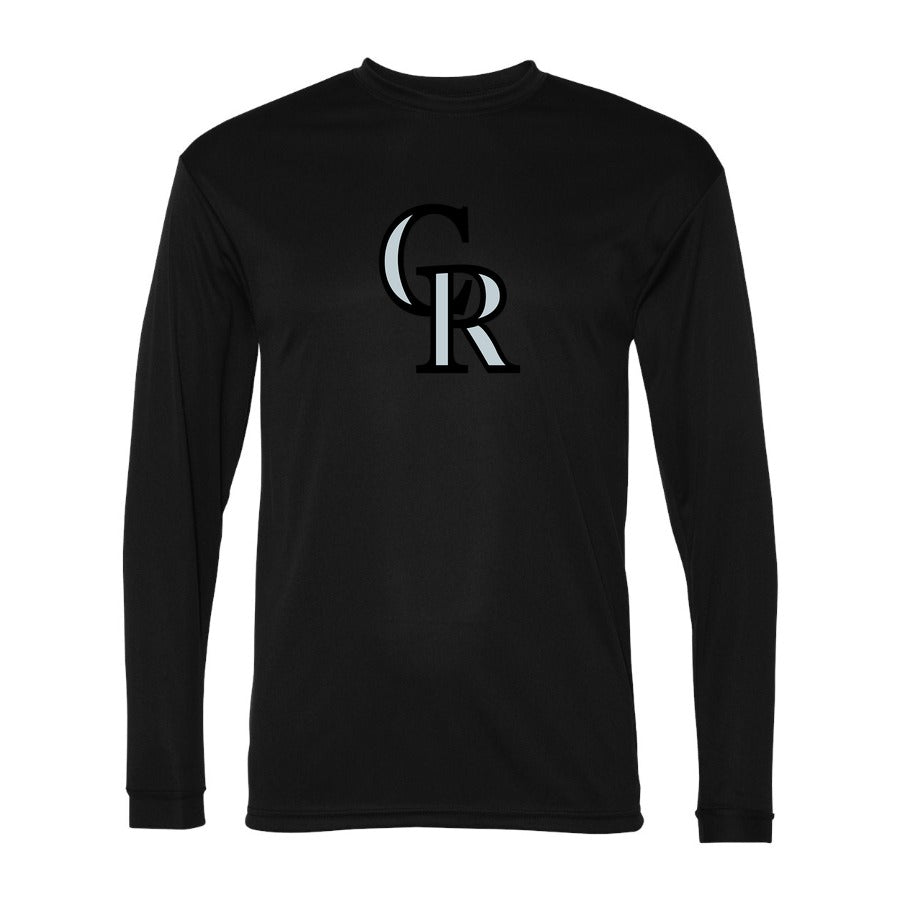 Men's Colorado Rockies Polyester Long Sleeve T-Shirt - Black