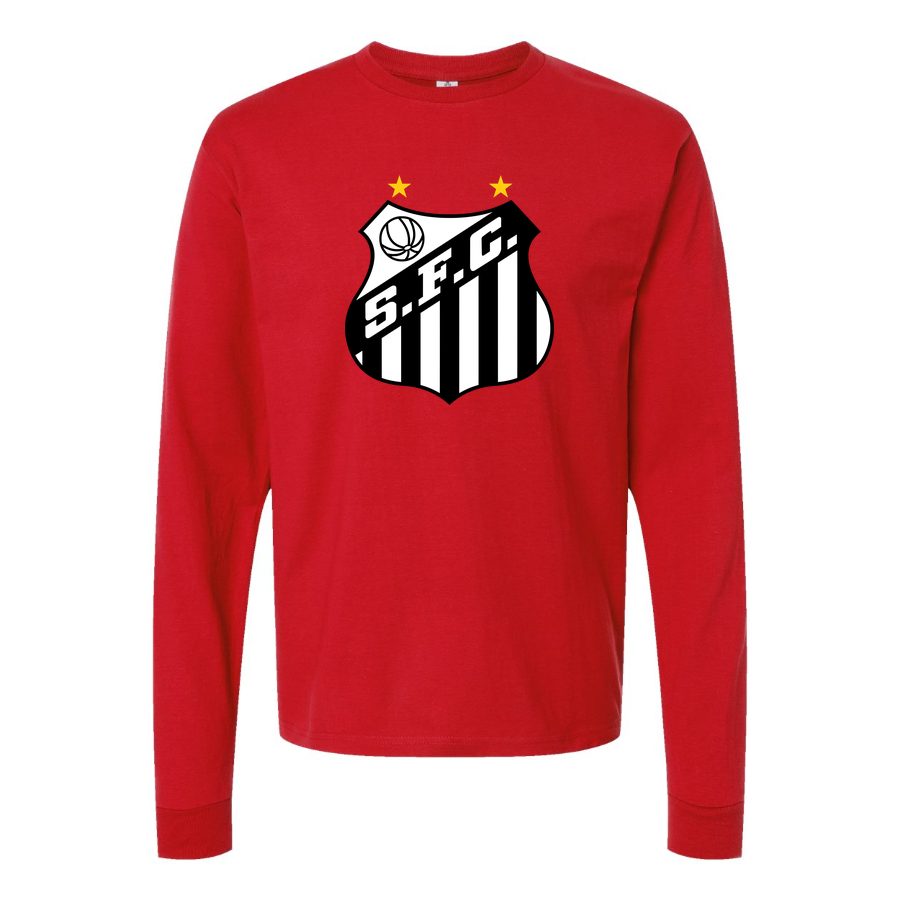 Men's Santos FC Long sleeves Cotton Blend T-Shirt - Red