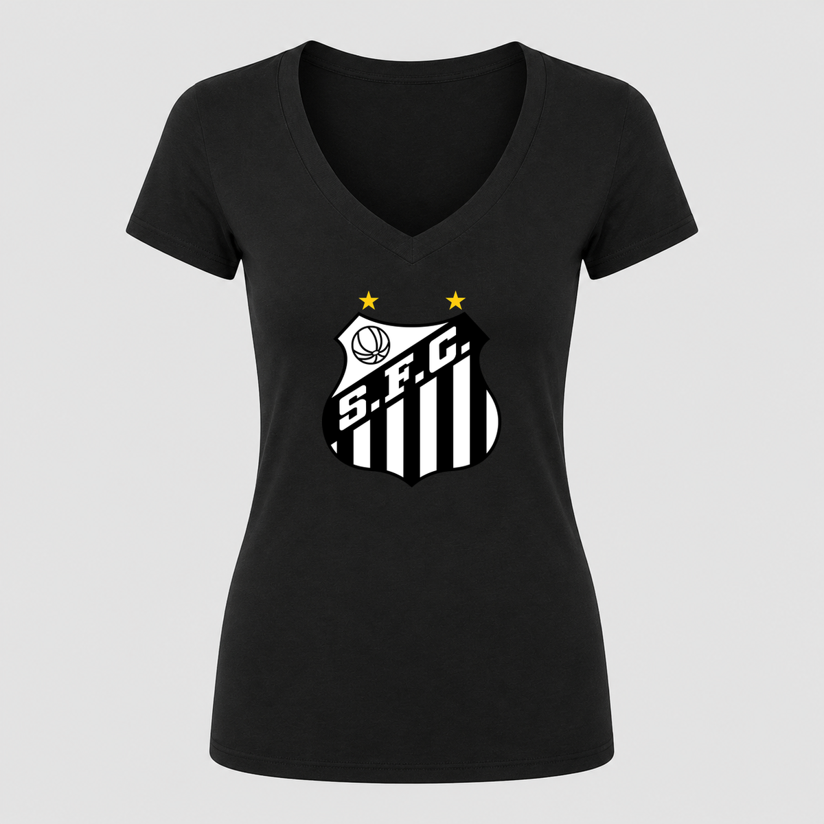 Women's Santos FC V Neck T-Shirt in black