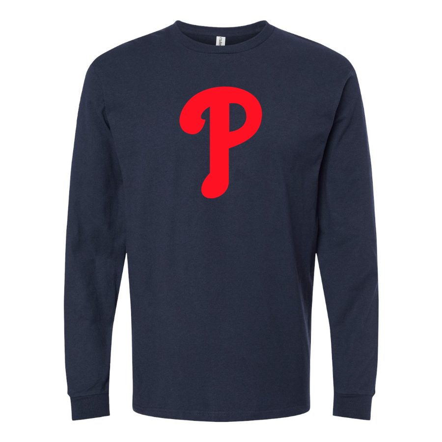 Men's Philadelphia Phillies Long sleeves Cotton Blend T-Shirt - Navy