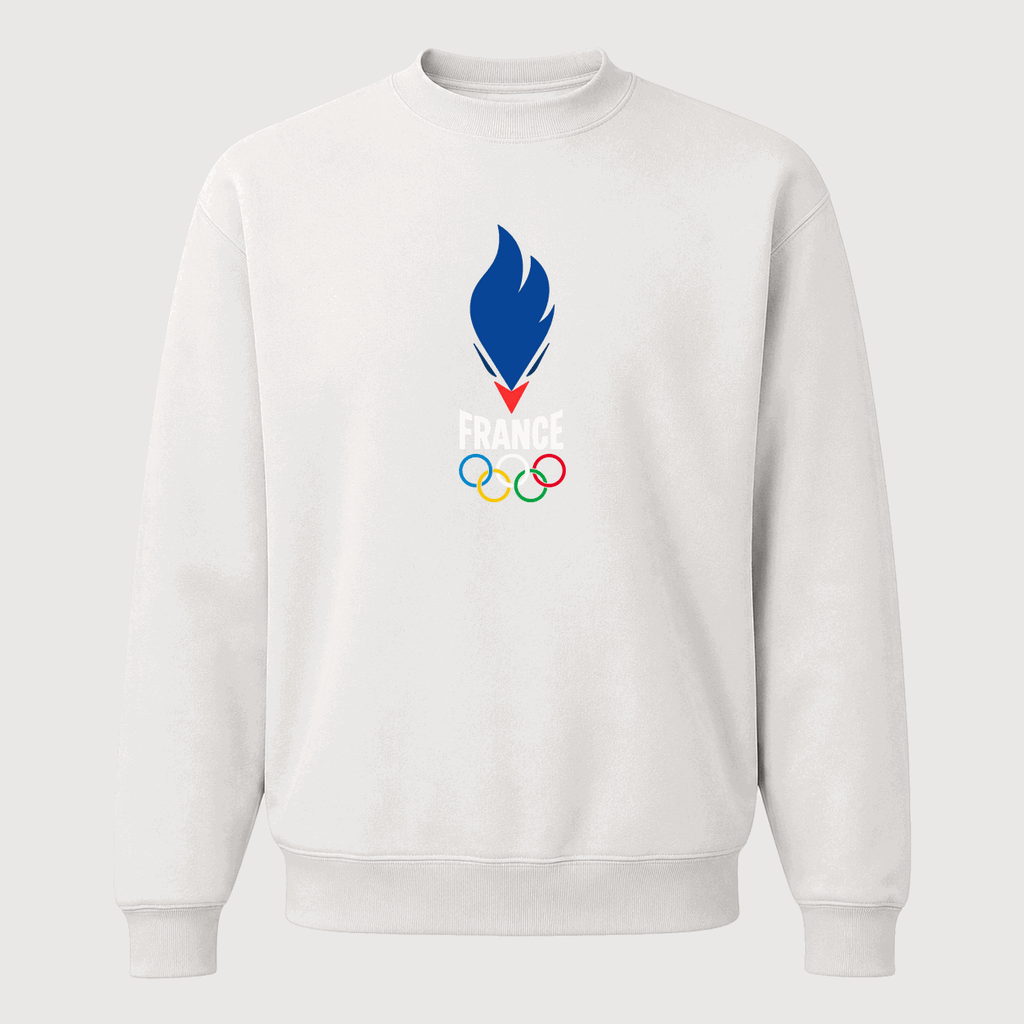 Men's France 2024 White Logo Crewneck Sweatshirt - White