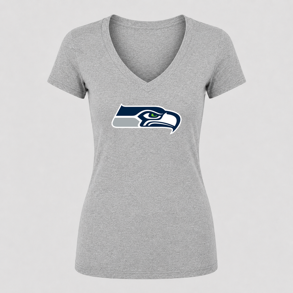 Women's Seattle Seahawks V Neck T-Shirt in gray