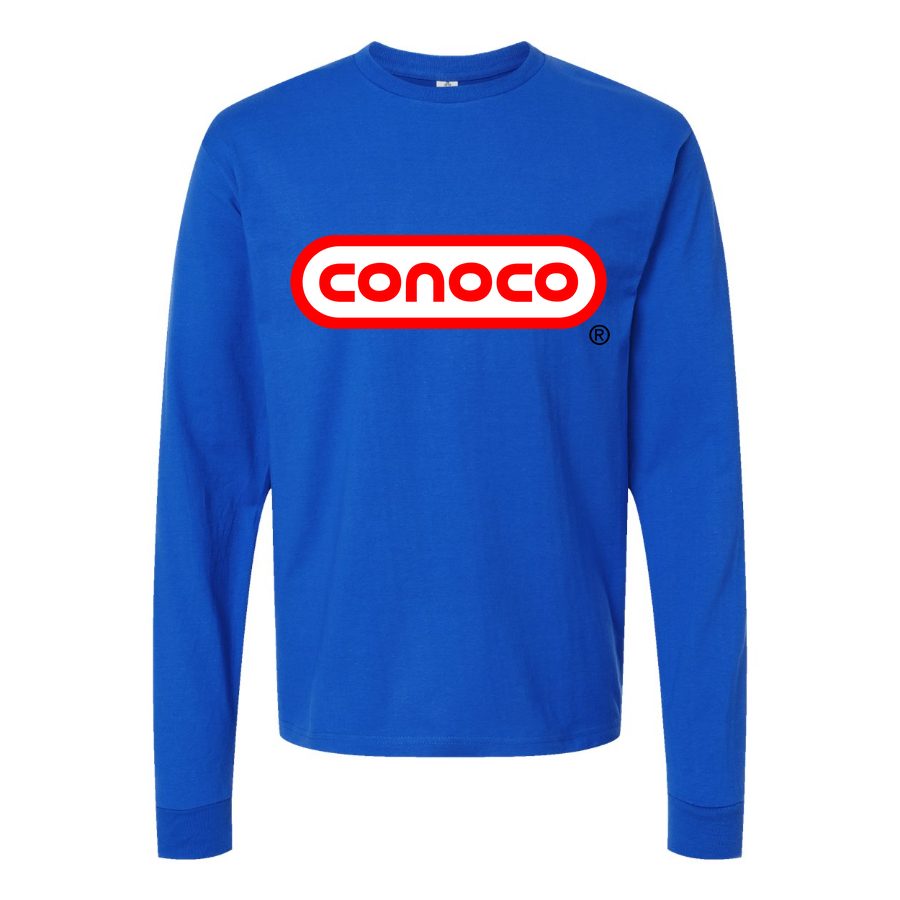 Men's Conoco-Logo Long sleeves Cotton Blend T-Shirt - Blue