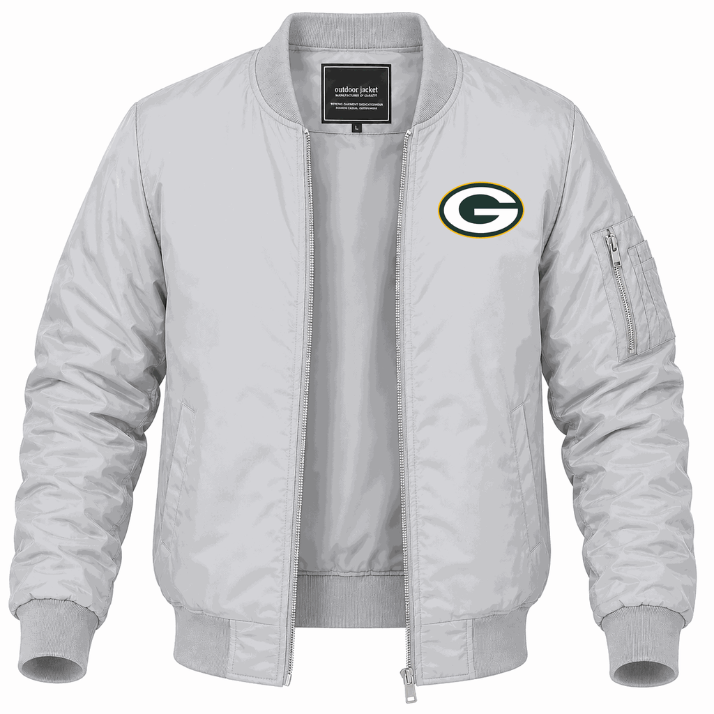 Men's Green Bay Packers Lightweight Bomber Jacket - Gray