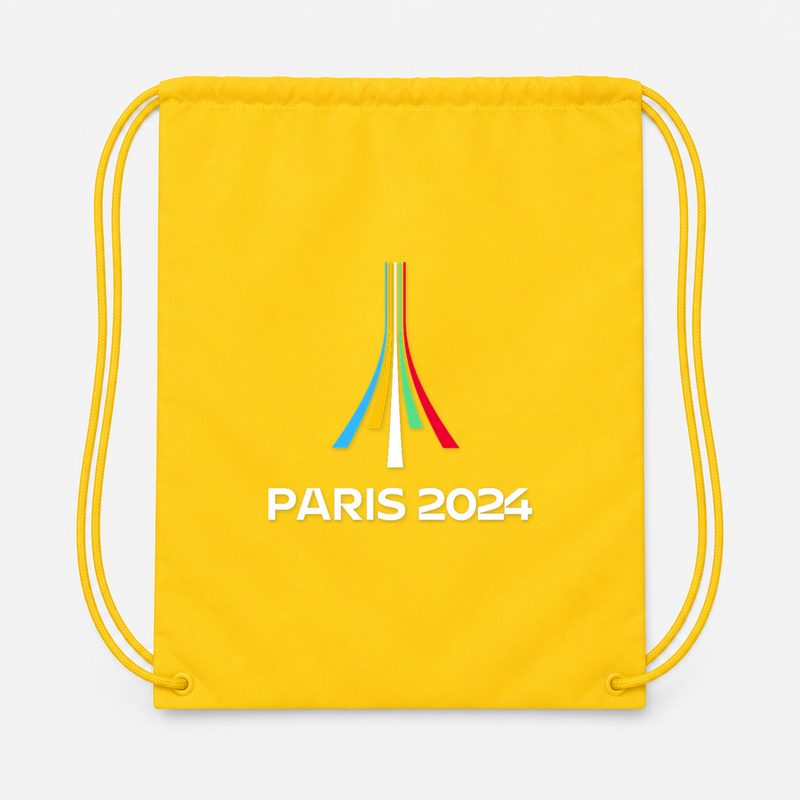 Paris 2024 Olympics White Drawstring Bag - Yellow