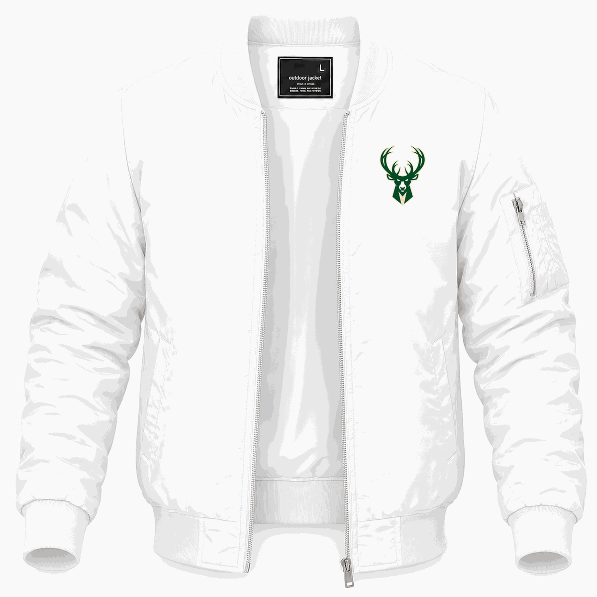 Men's Milwaukee Bucks Lightweight Bomber Jacket - White