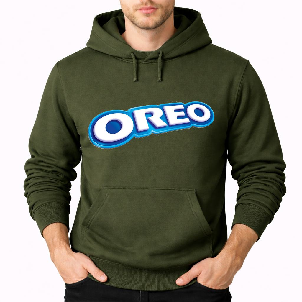 Men's Oreo Food Pullover Hoodie - Army Green