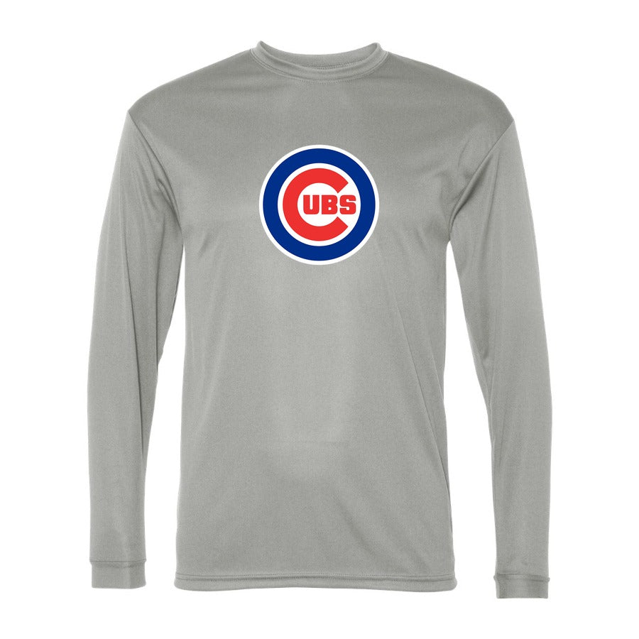 Men's Chicago Cubs Polyester Long Sleeve T-Shirt - Gray