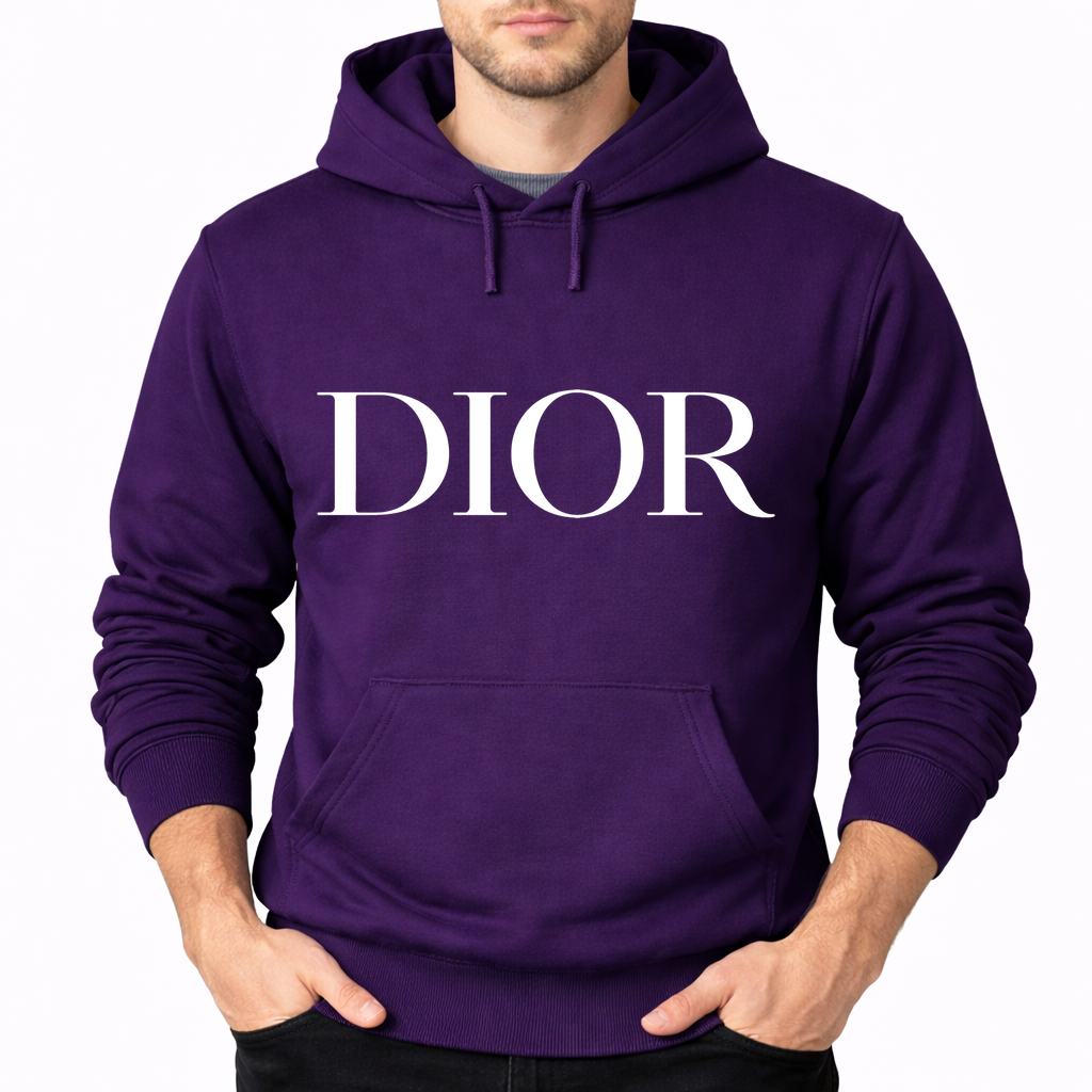 Men's Dior White Pullover Hoodie - Purple