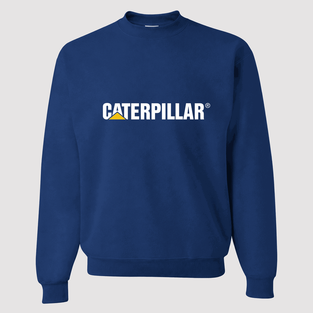 Men's Caterpillar White Logo Crewneck Sweatshirt - Blue