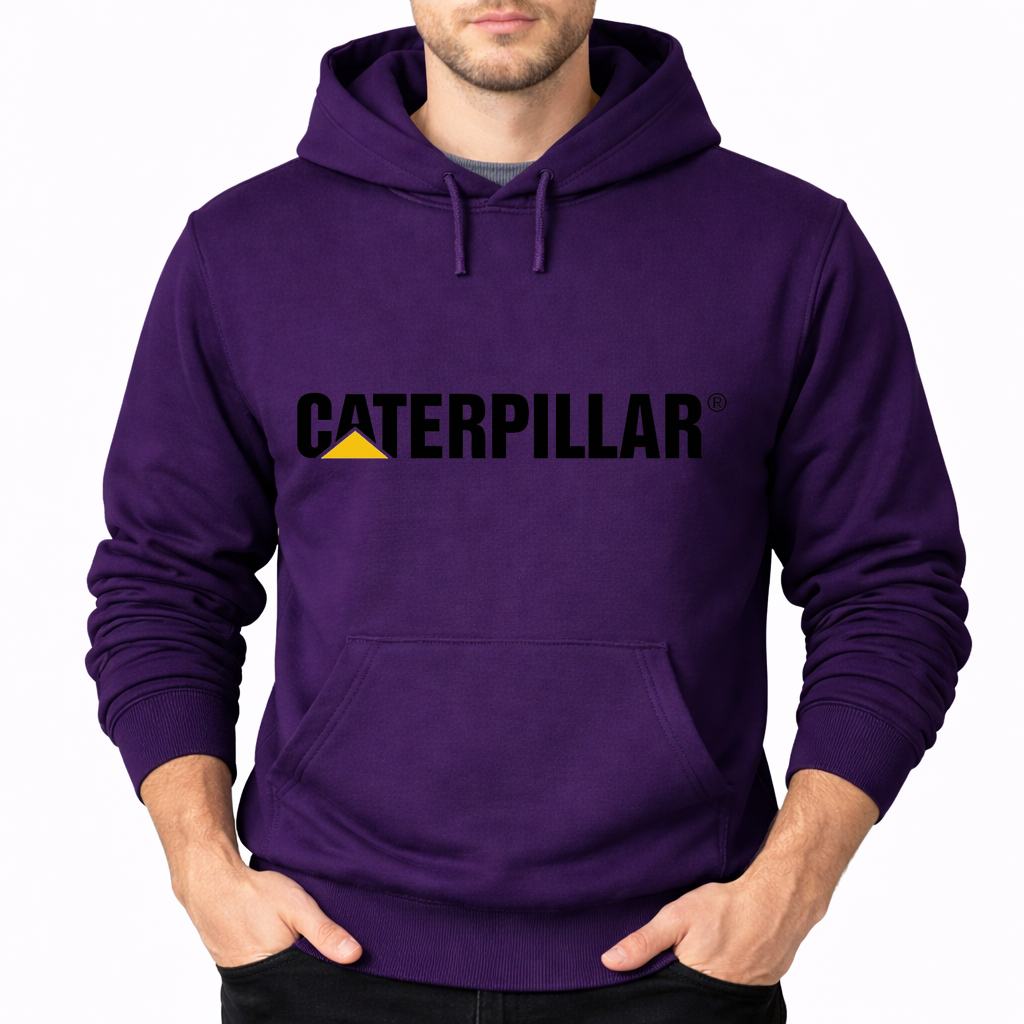Men's Caterpillar Black Pullover Hoodie - Purple