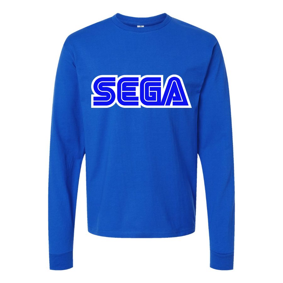 Men's SEGA Long sleeves Cotton Blend T-Shirt - Blue