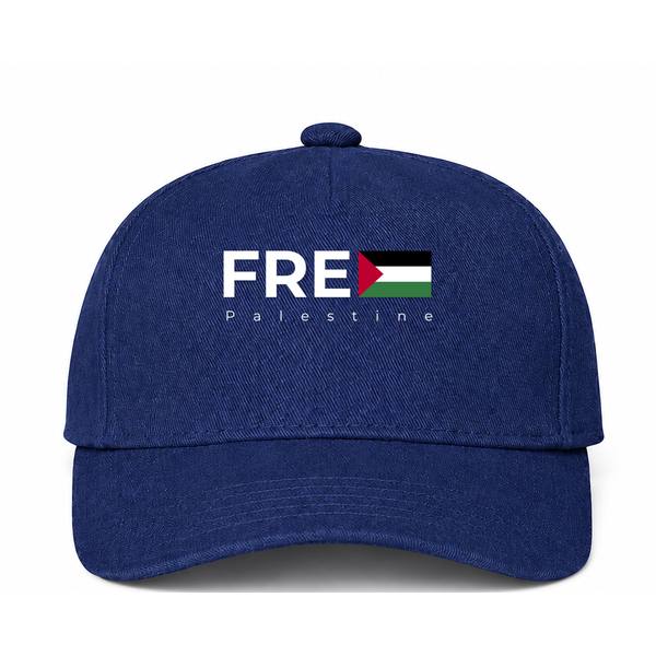 Free Palestine White Logo Navy Dad Baseball Cap Hat