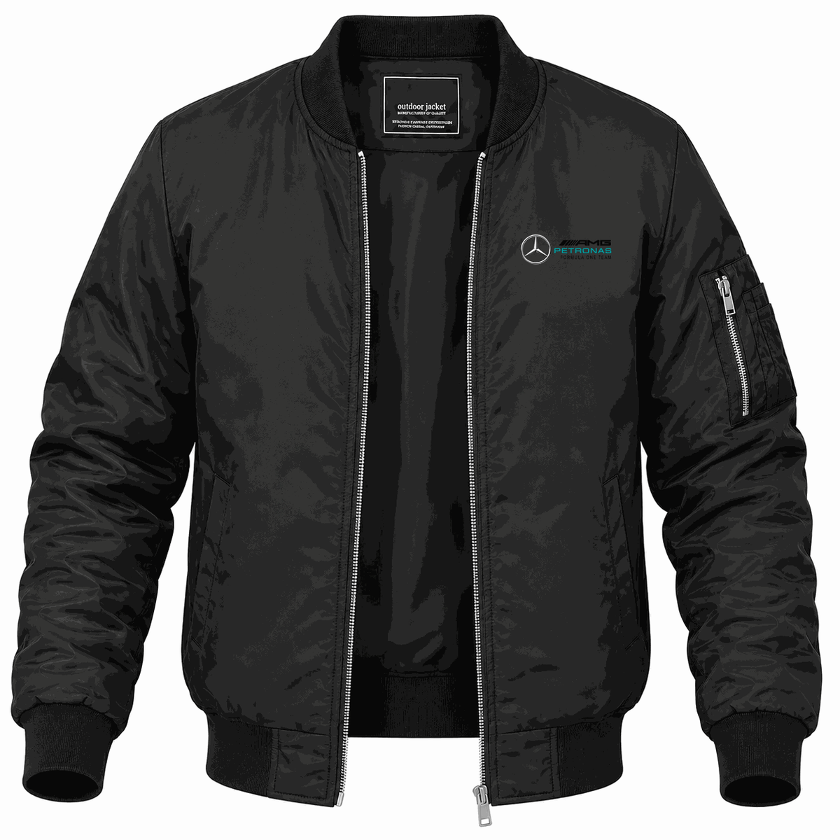 Men's Mercedes AMG Petronas Formula One Team Lightweight Bomber Jacket - Black