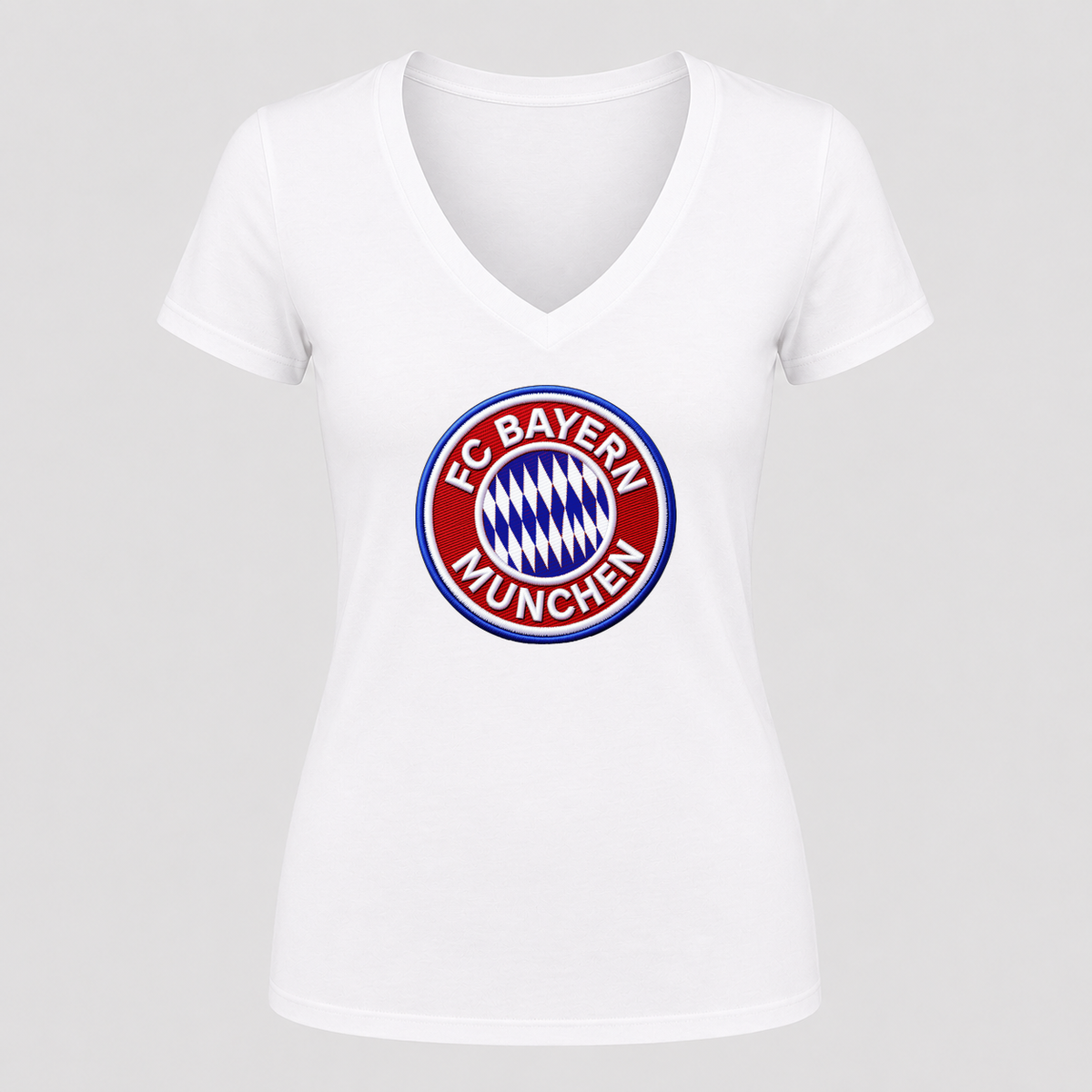 Women's FC Bayern Munich V Neck T-Shirt in white