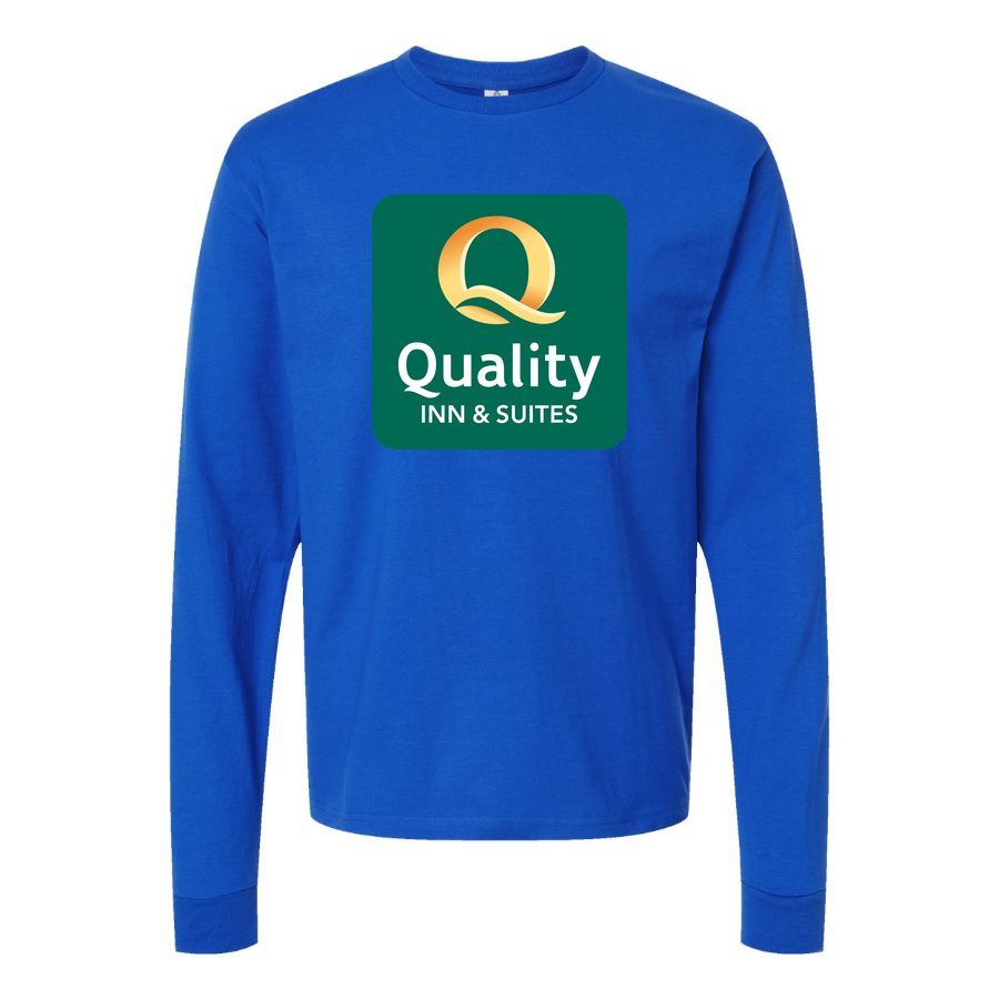Men's Quality Inn & Suites Long sleeves Cotton Blend T-Shirt - Blue