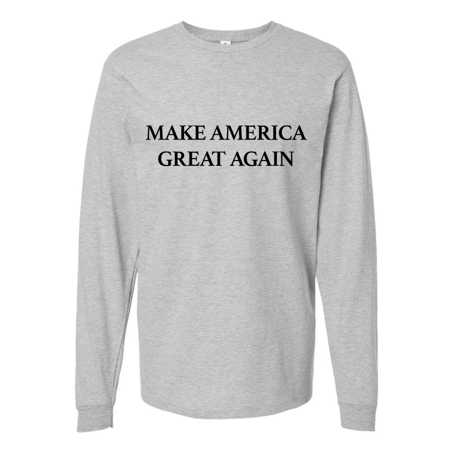 Men's Make America Great Again Logo Long sleeves Cotton Blend T-Shirt - Gray