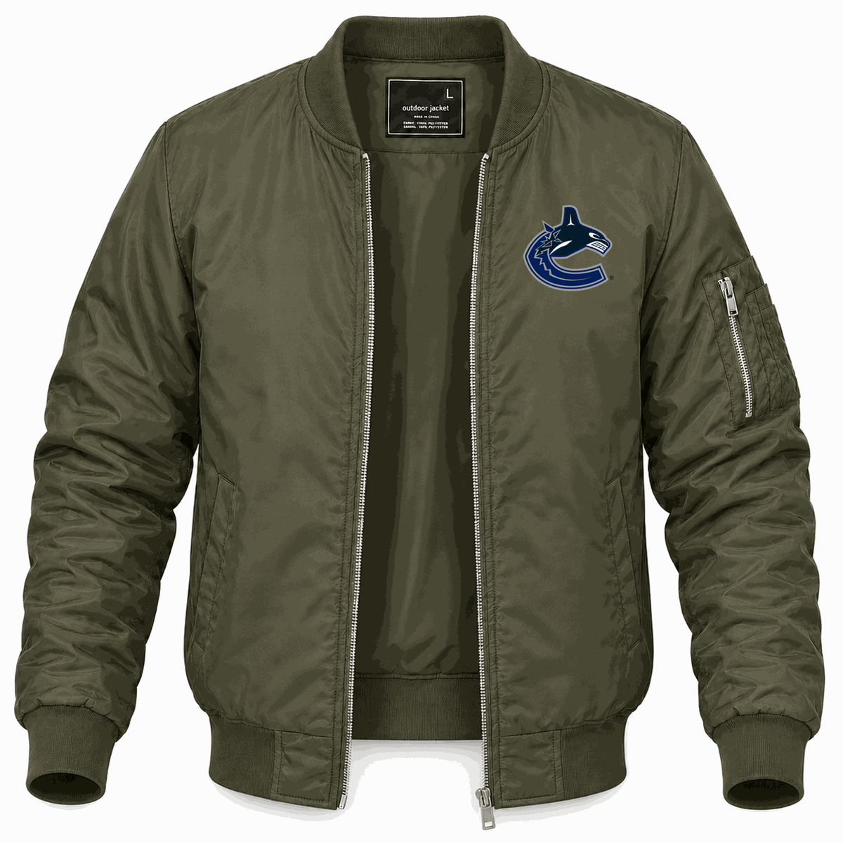 Men's Vancouver Canucks Lightweight Bomber Jacket - Army Green