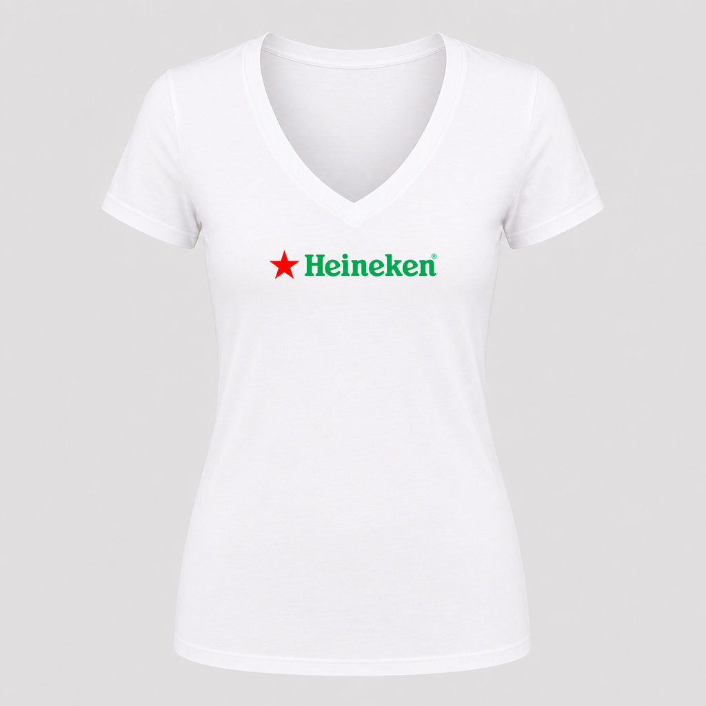 Women's Heineken V Neck T-Shirt in white