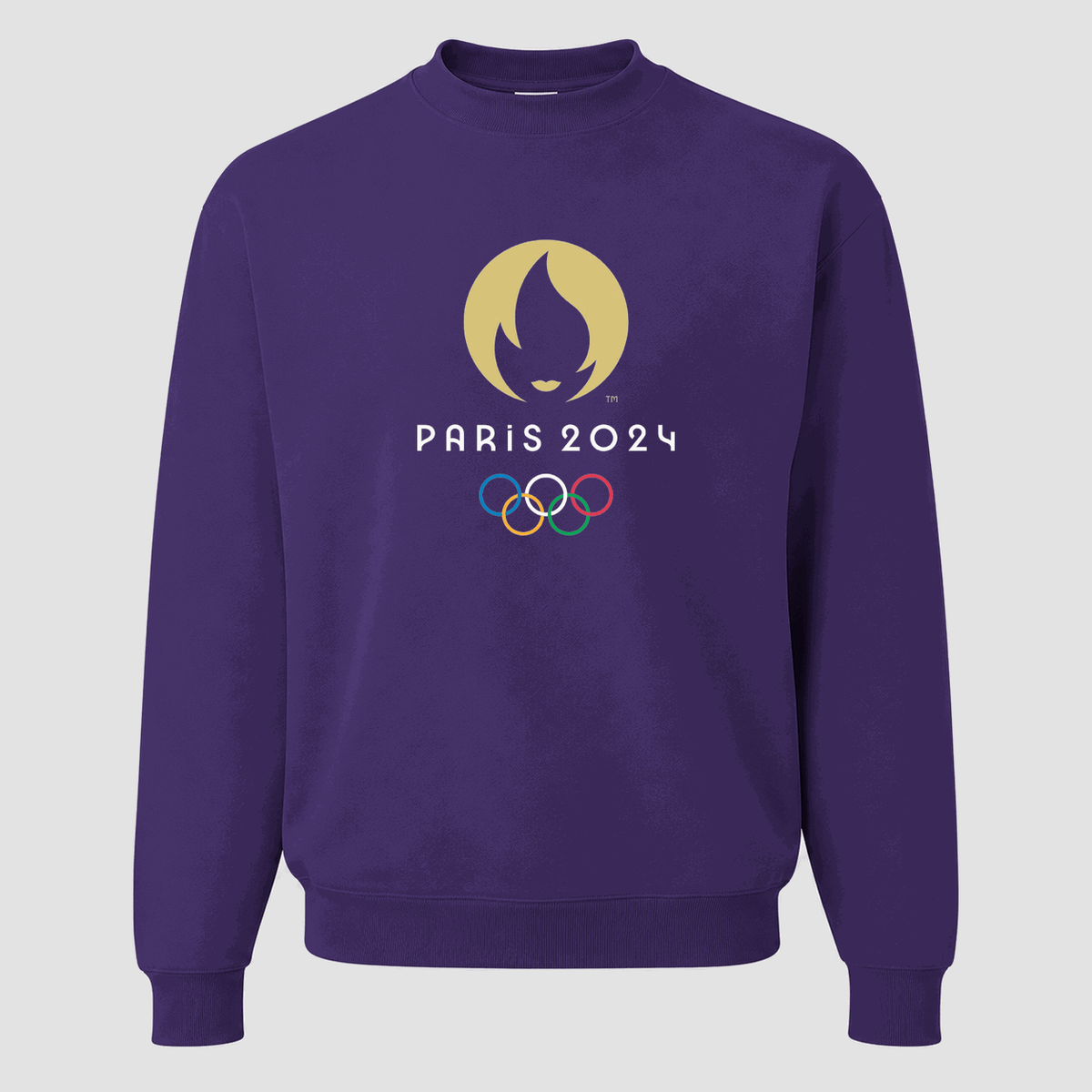 Men's Olympics 2024 Paris White Logo Crewneck Sweatshirt - Purple