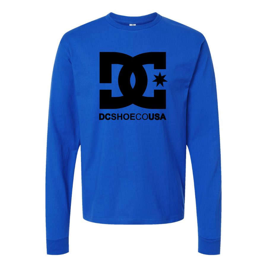 Men's DC-Logo-1536x864 Long sleeves Cotton Blend T-Shirt - Blue