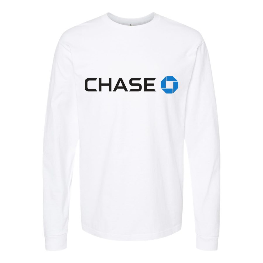 Men's Chase Black logo Long sleeves Cotton Blend T-Shirt - White