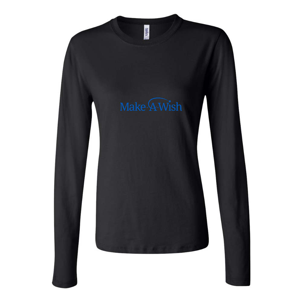 Women's Make A Wish Logo 1536x864 Long Sleeve T-Shirt - Black