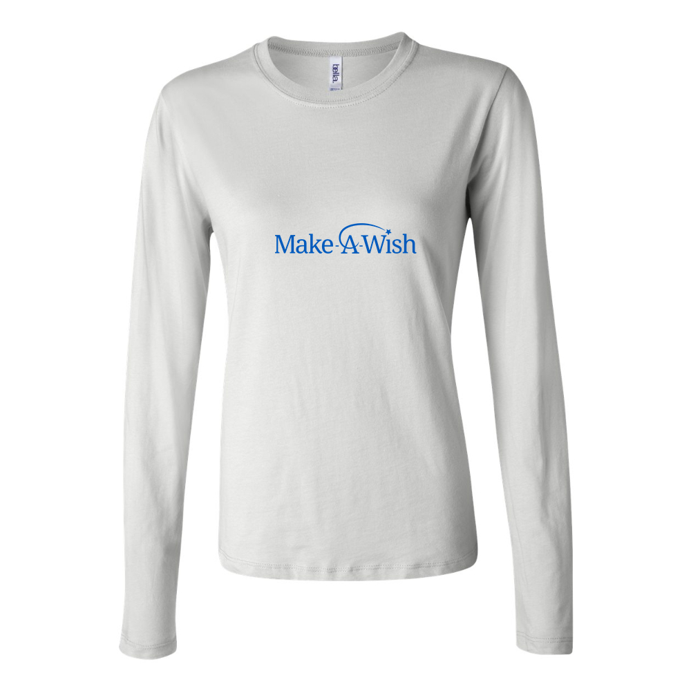 Women's Make A Wish Logo 1536x864 Long Sleeve T-Shirt - White