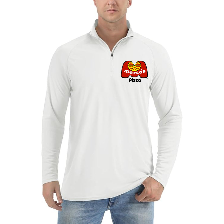 Logo Marcos Pizza quarter-zip athletic shirt in White