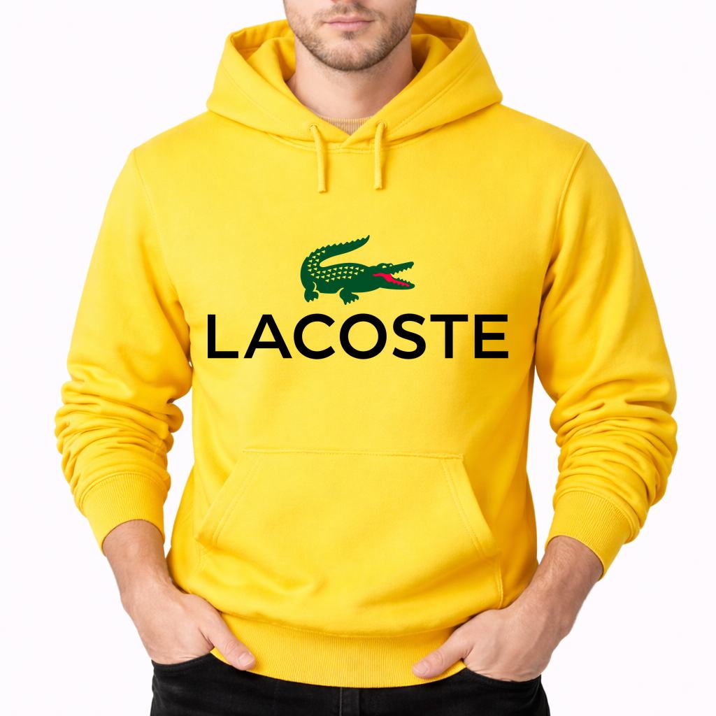 Men's Lacoste Pullover Hoodie - Yellow