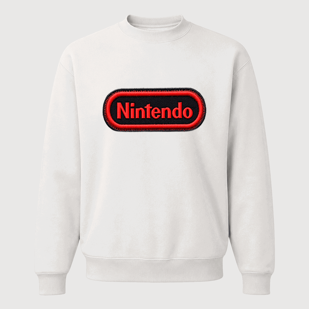 Men's Nintendo Embroidery Crewneck Sweatshirt - White