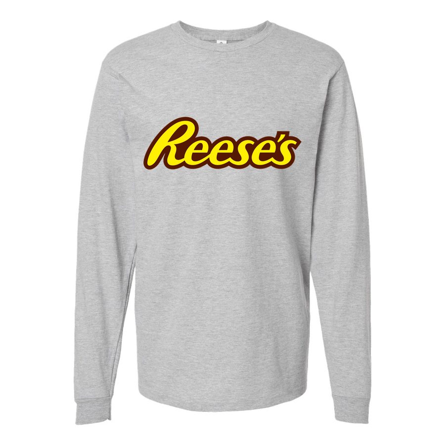 Men's Reeses-Logo-food-1536x864 Long sleeves Cotton Blend T-Shirt - Gray