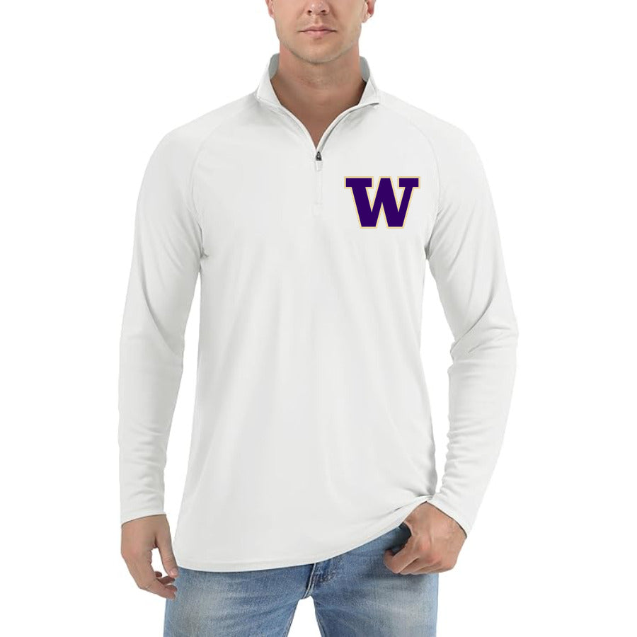 Washington Huskies Logo quarter-zip athletic shirt in White