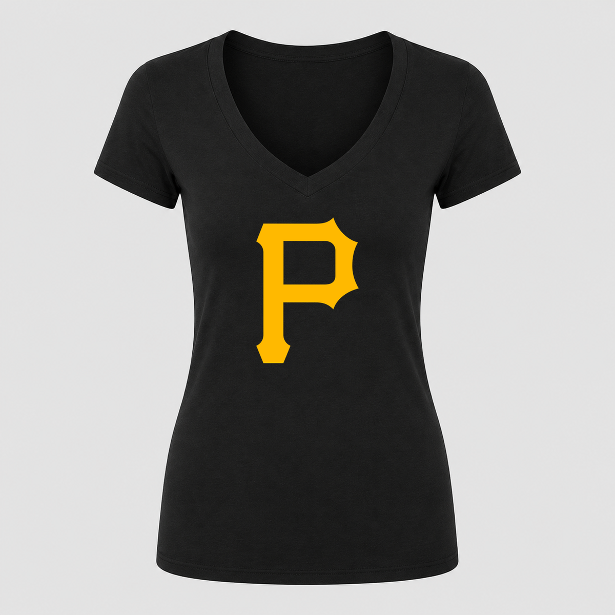 Women's Pittsburgh Pirates V Neck T-Shirt in black