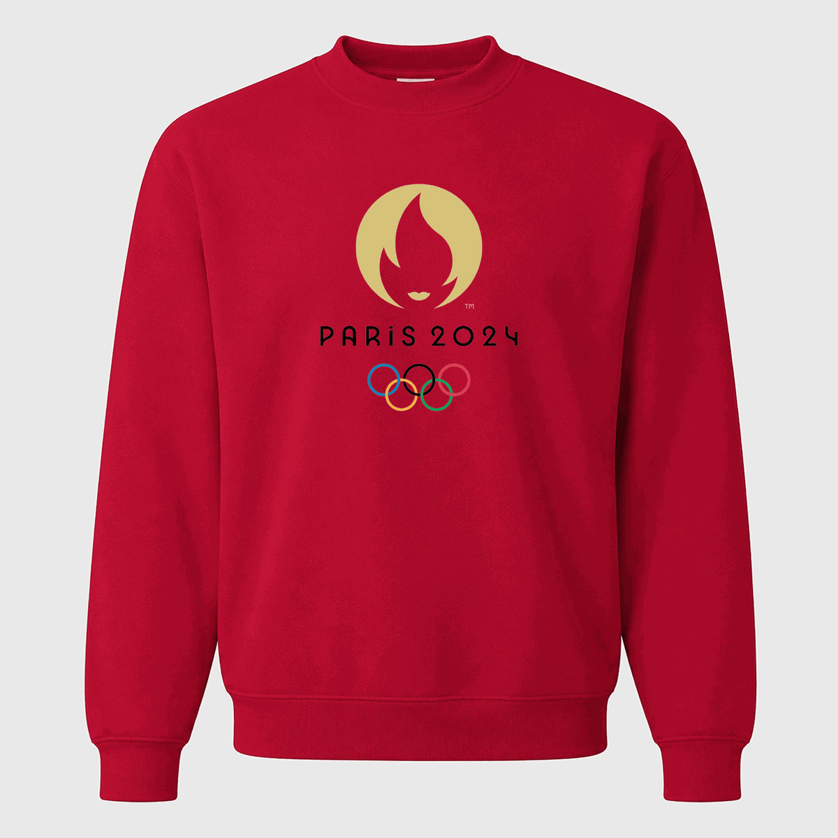 Men's Olympics 2024 Paris Black Logo Crewneck Sweatshirt - Red