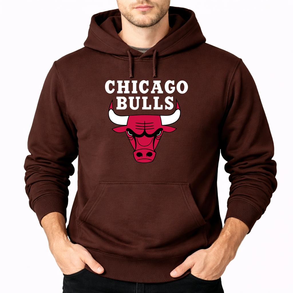 Men's Chicago bulls white Pullover Hoodie - Brown