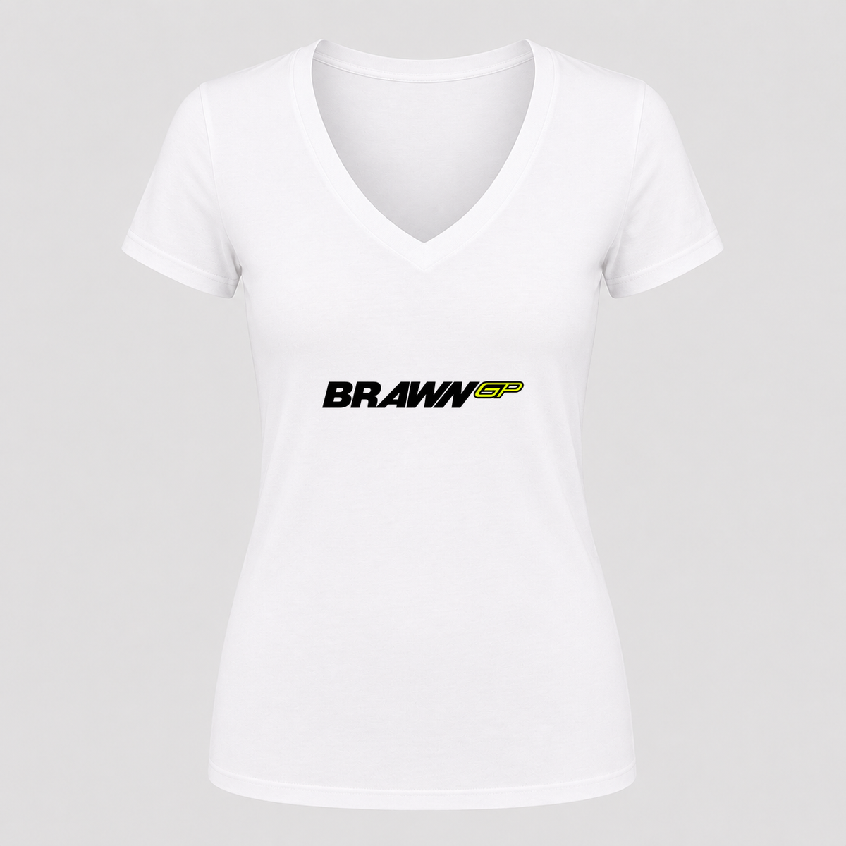 Women's Brawn GP V Neck T-Shirt in white