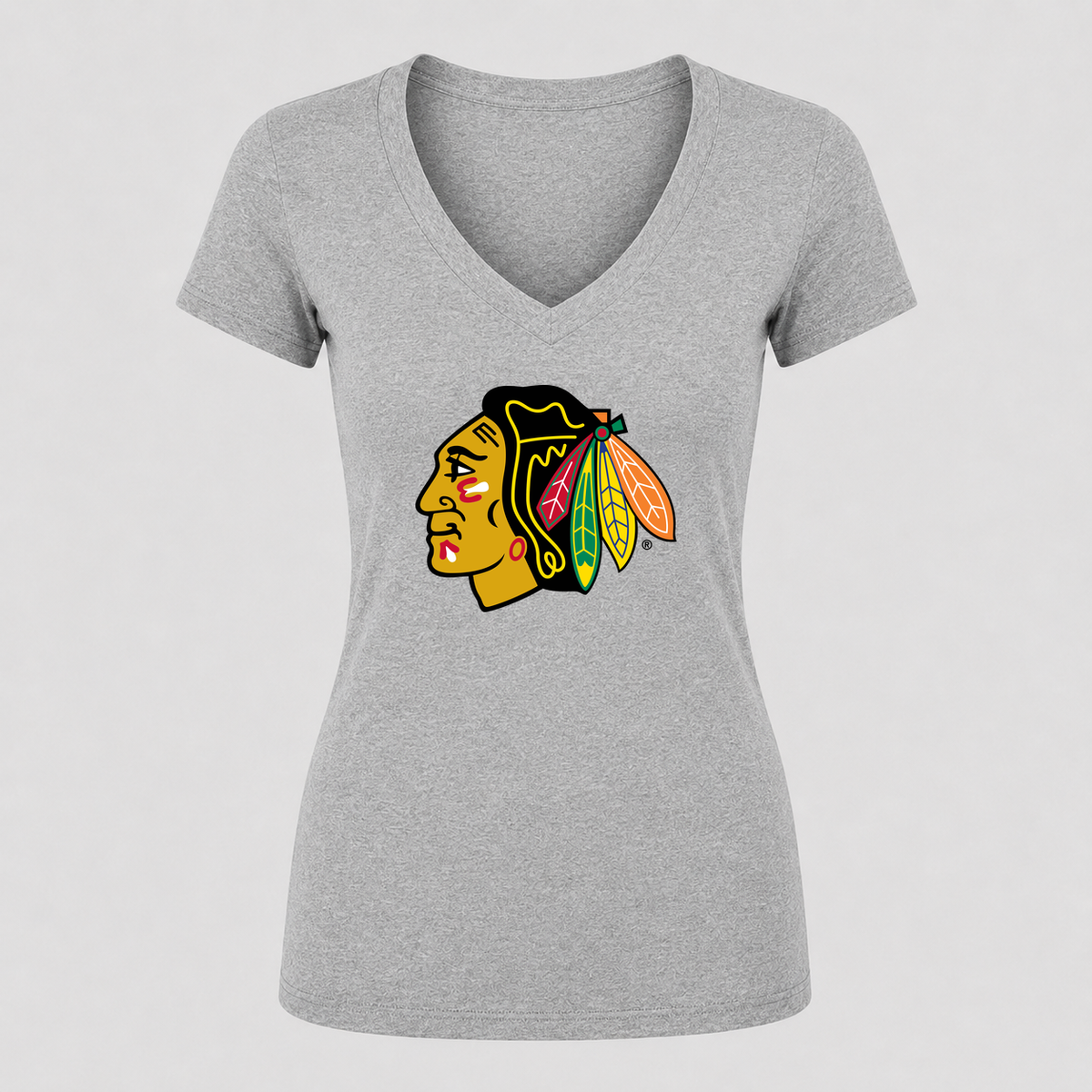 Women's Chicago Blackhawks V Neck T-Shirt in gray