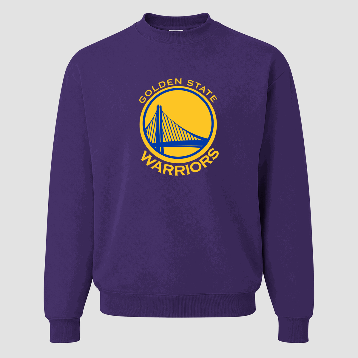 Men's Golden State Warriors Yellow Logo Crewneck Sweatshirt - Purple